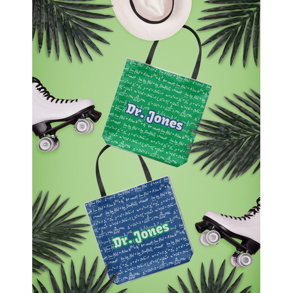 Equations Canvas Tote Lifestyle Front and Back- 13x13