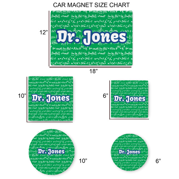 Equations Car Magnets - SIZE CHART