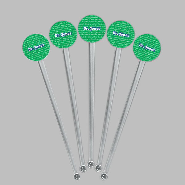Equations Clear Plastic 7" Stir Stick - Round - Fan View