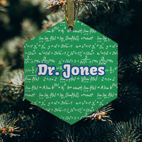 Equations Frosted Glass Ornament - Hexagon (Lifestyle)