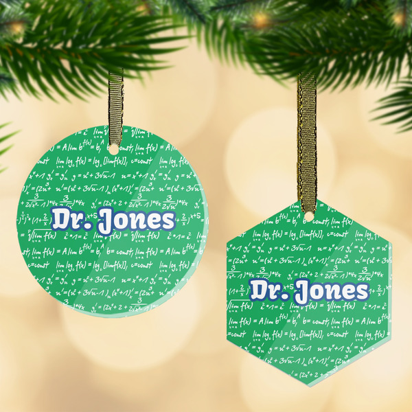 Custom Equations Flat Glass Ornament w/ Name or Text
