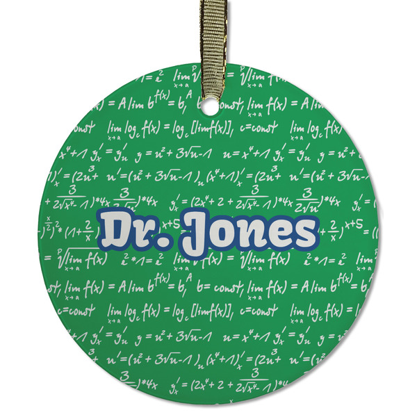 Custom Equations Flat Glass Ornament - Round w/ Name or Text