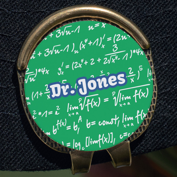 Equations Golf Ball Marker Hat Clip - Gold - Close Up