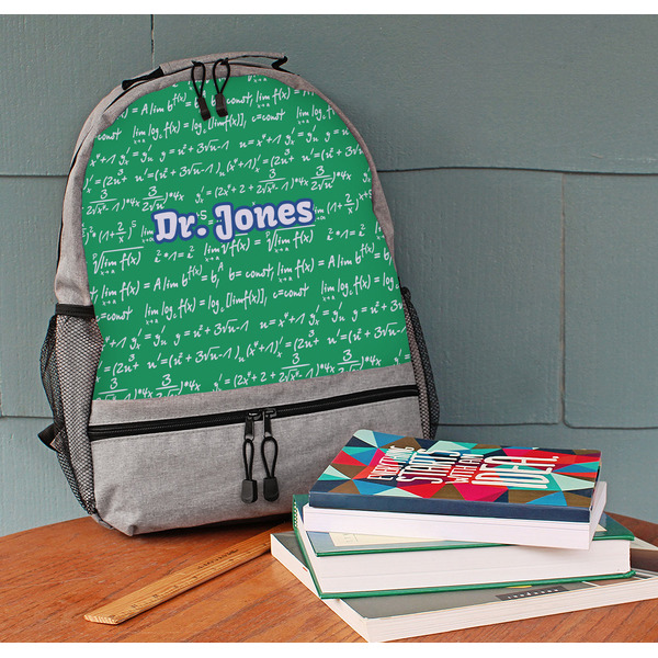 Equations Large Backpack - Gray - On Desk