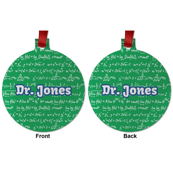 Equations Metal Ball Ornament - Front and Back