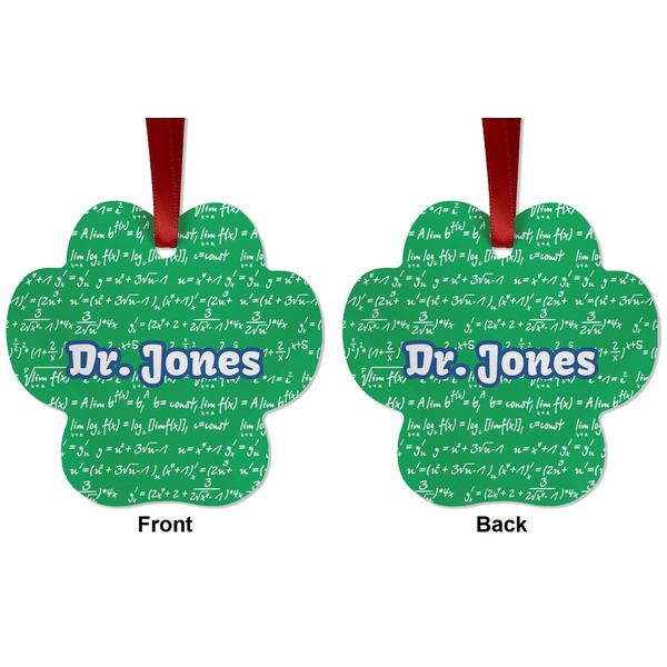 Equations Metal Paw Ornament - Front and Back