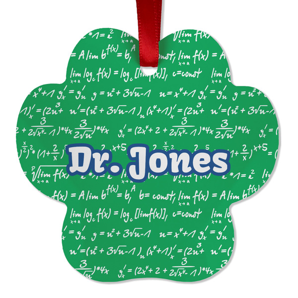 Custom Equations Metal Paw Ornament - Double Sided w/ Name or Text