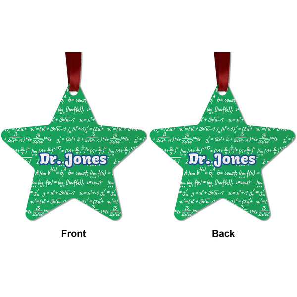 Equations Metal Star Ornament - Front and Back