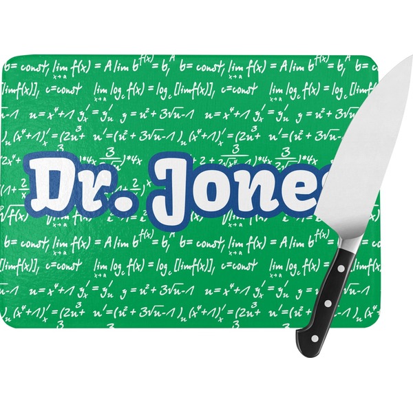 Custom Equations Rectangular Glass Cutting Board - Large - 15.25"x11.25" w/ Name or Text