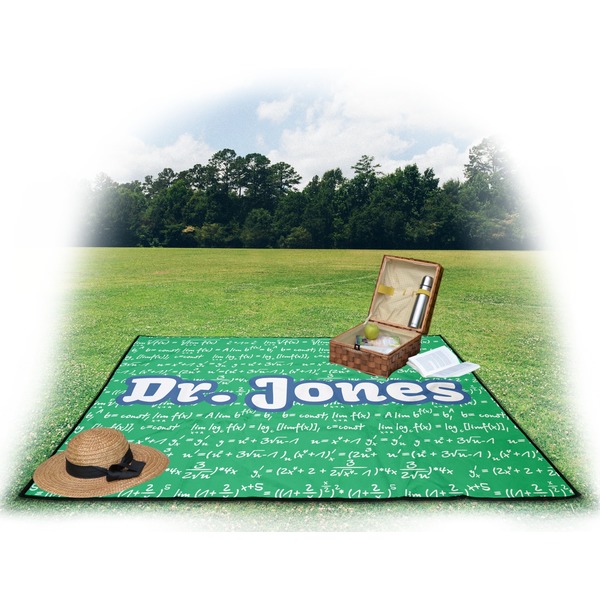 Equations Picnic Blanket - with Basket Hat and Book - in Use