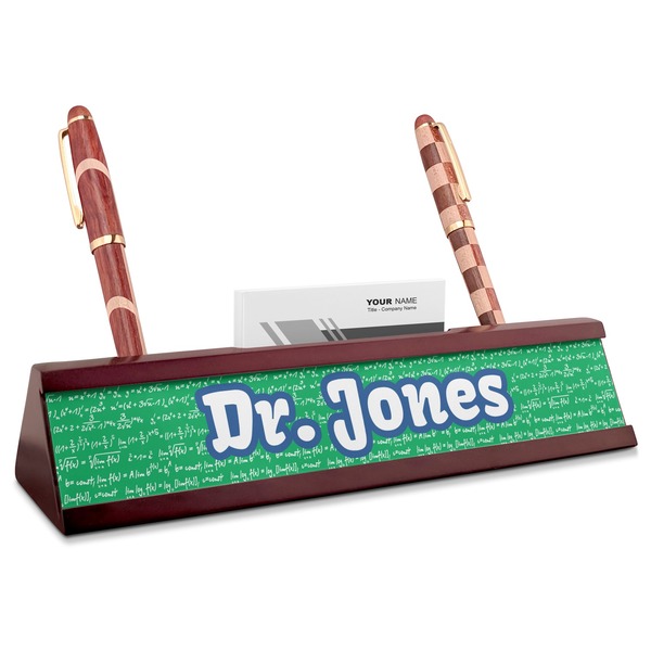Custom Equations Red Mahogany Nameplate with Business Card Holder (Personalized)