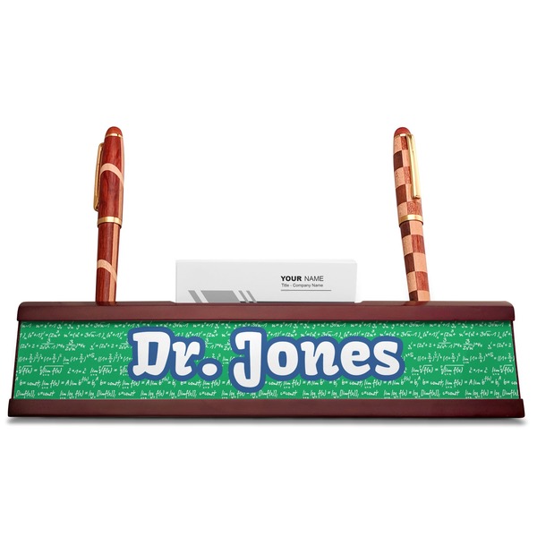 Equations Red Mahogany Nameplates with Business Card Holder - Straight