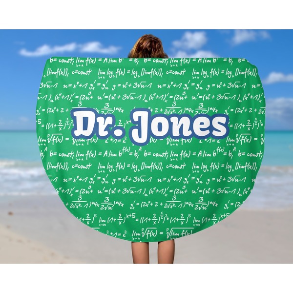 Equations Round Beach Towel - In Use