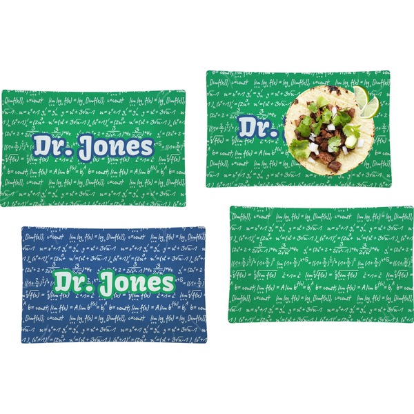 Custom Equations Set of 4 Glass Rectangular Lunch / Dinner Plate (Personalized)