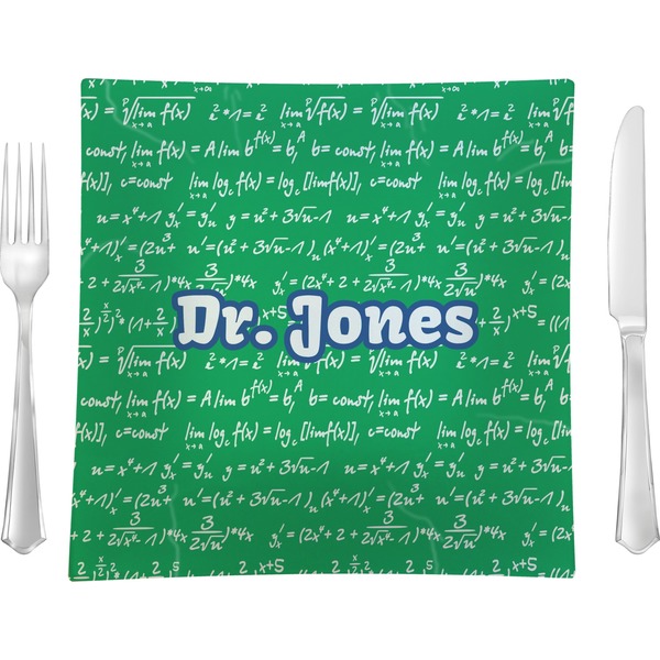 Custom Equations 9.5" Glass Square Lunch / Dinner Plate- Single or Set of 4 (Personalized)