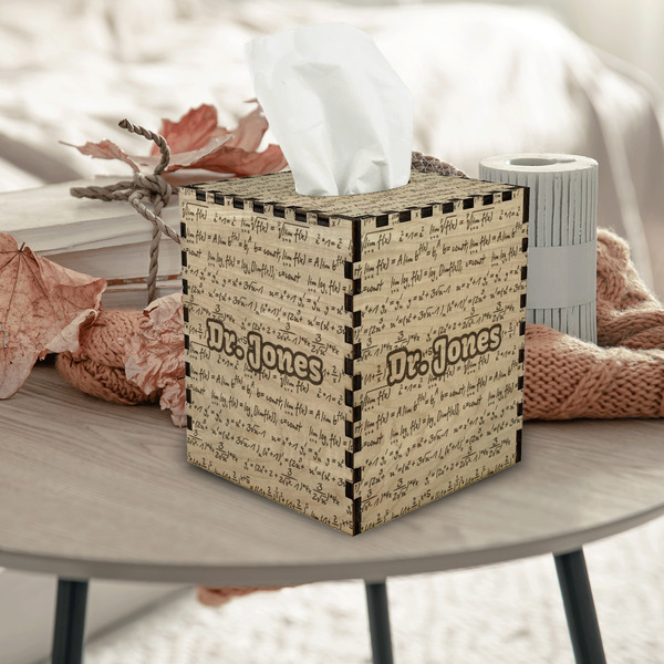 Equations Square Tissue Box Covers - Wood - In Context