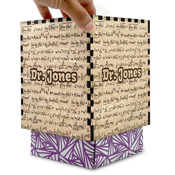 Equations Square Tissue Box Covers - Wood - with box