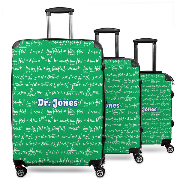 Custom Equations 3 Piece Luggage Set - 20" Carry On, 24" Medium Checked, 28" Large Checked (Personalized)