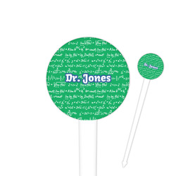Equations 4" Round Plastic Food Picks - White - Single Sided (Personalized)