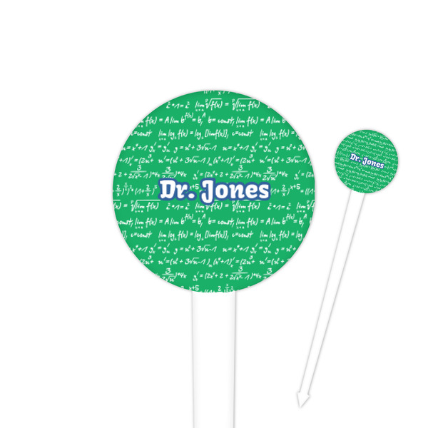 Custom Equations 4" Round Plastic Food Picks - White - Single Sided (Personalized)