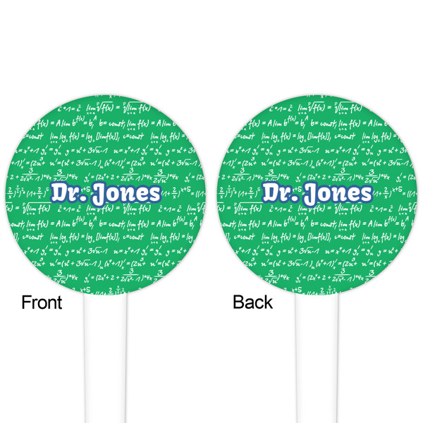 Equations White Plastic 4" Food Pick - Round - Double Sided - Front & Back