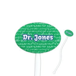 Equations 7" Oval Plastic Stir Sticks - White - Single Sided (Personalized)