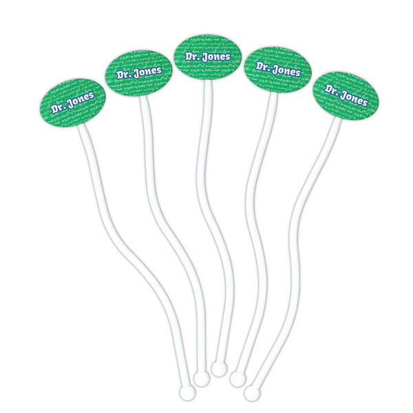 Equations White Plastic 7" Stir Stick - Oval - Fan