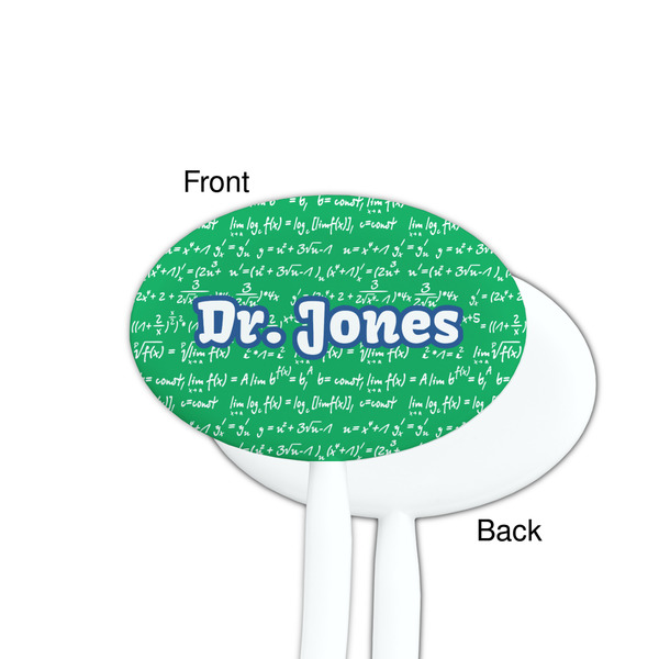 Equations White Plastic 7" Stir Stick - Single Sided - Oval - Front & Back