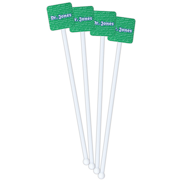 Equations White Plastic Stir Stick - Double Sided - Square - Front