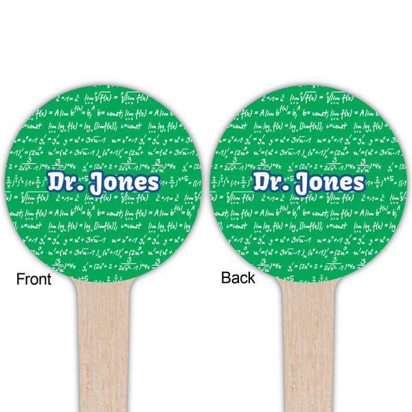 Equations Wooden 4" Food Pick - Round - Double Sided - Front & Back