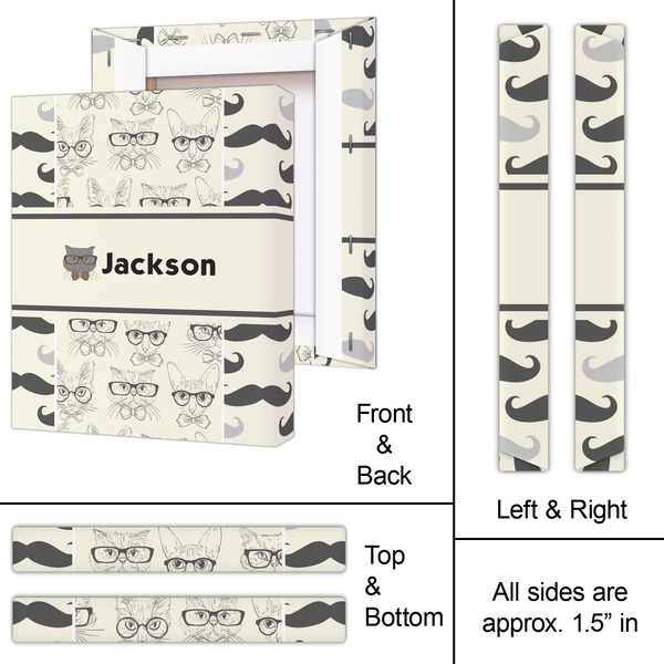 Hipster Cats & Mustache 11x14 - Canvas Print - Approval