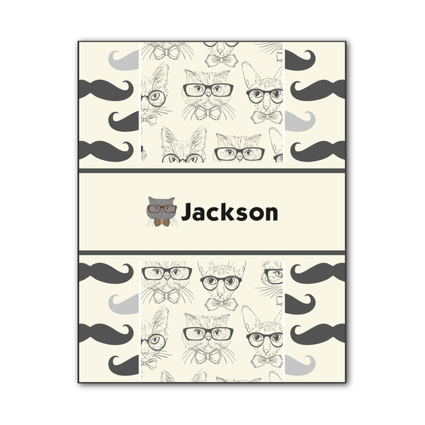 Custom Hipster Cats & Mustache Wood Print - 11x14 (Personalized)