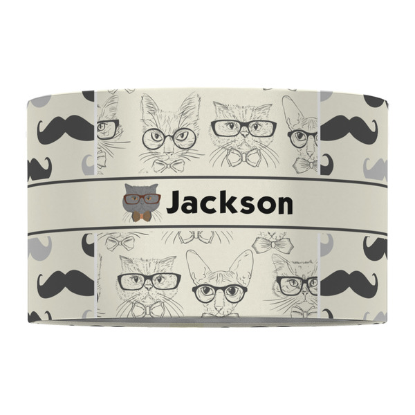 Hipster Cats & Mustache 12" Drum Lampshade - FRONT (Fabric)
