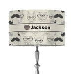 Hipster Cats & Mustache 12" Drum Lamp Shade - Fabric (Personalized)