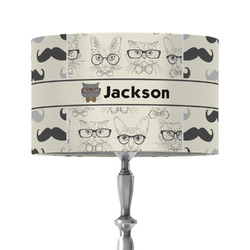 Hipster Cats & Mustache 12" Drum Lamp Shade - Fabric (Personalized)