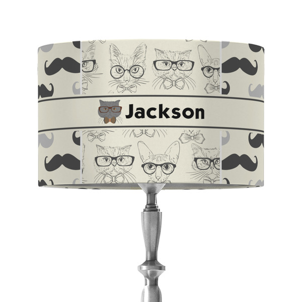 Custom Hipster Cats & Mustache 12" Drum Lamp Shade - Fabric (Personalized)