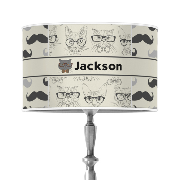 Custom Hipster Cats & Mustache 12" Drum Lamp Shade - Poly-film (Personalized)