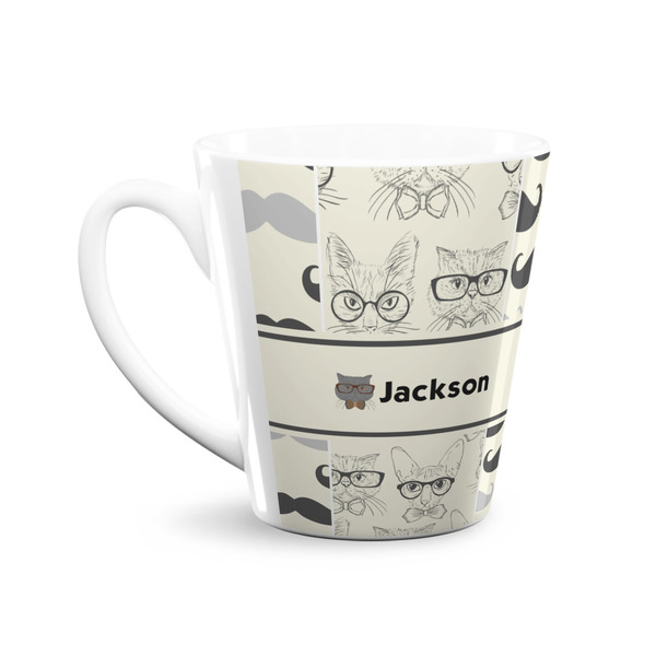 Hipster Cats & Mustache 12 Oz Latte Mug - Front