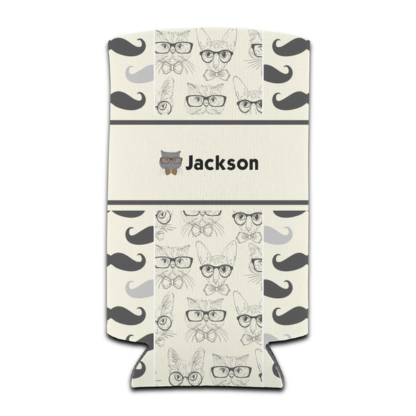 Custom Hipster Cats & Mustache Can Cooler (tall 12 oz) (Personalized)