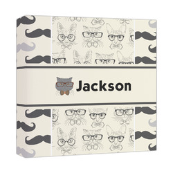 Hipster Cats & Mustache Canvas Print - 12x12 (Personalized)
