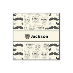 Hipster Cats & Mustache Wood Print - 12x12 (Personalized)