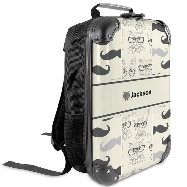 Custom Hipster Cats & Mustache Kids Hard Shell Backpack (Personalized)