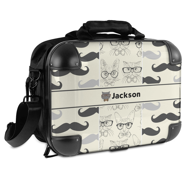 Custom Hipster Cats & Mustache Hard Shell Briefcase - 15" (Personalized)