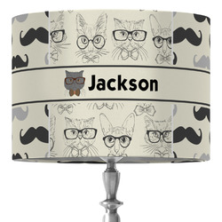 Hipster Cats & Mustache 16" Drum Lamp Shade - Fabric (Personalized)
