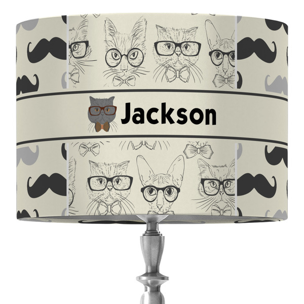 Custom Hipster Cats & Mustache 16" Drum Lamp Shade - Fabric (Personalized)