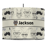 Hipster Cats & Mustache 16" Drum Pendant Lamp - Fabric (Personalized)
