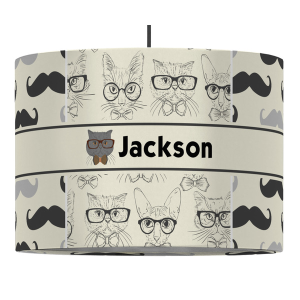 Custom Hipster Cats & Mustache Drum Pendant Lamp (Personalized)