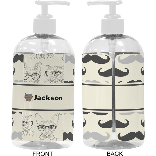 Hipster Cats & Mustache 16 oz Plastic Liquid Dispenser- Approval- White