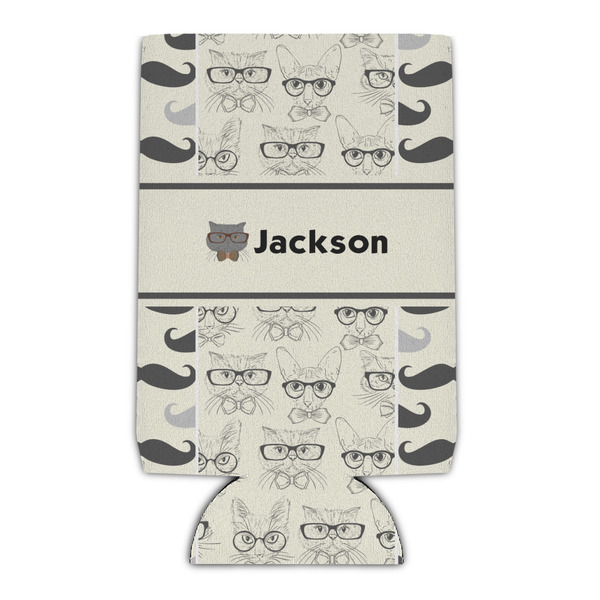 Custom Hipster Cats & Mustache Can Cooler (16 oz) (Personalized)