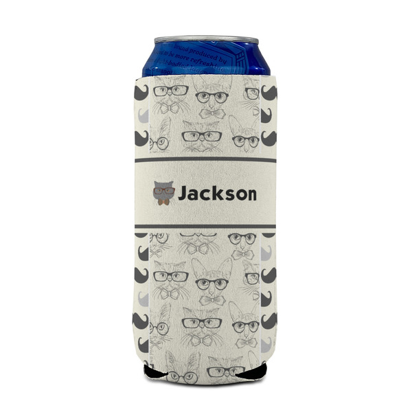 Hipster Cats & Mustache 16oz Can Sleeve - FRONT (on can)